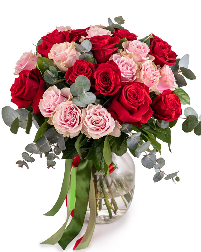 21 trandafiri roz&rosu: DUPA PRET