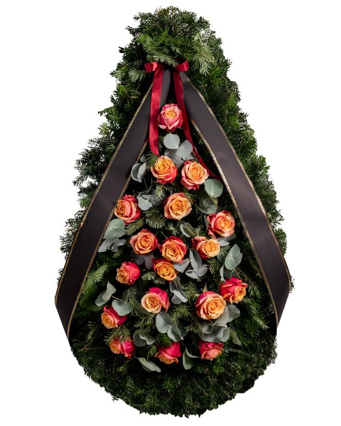 Coroana funerara cu trandafiri portocalii: Funerare