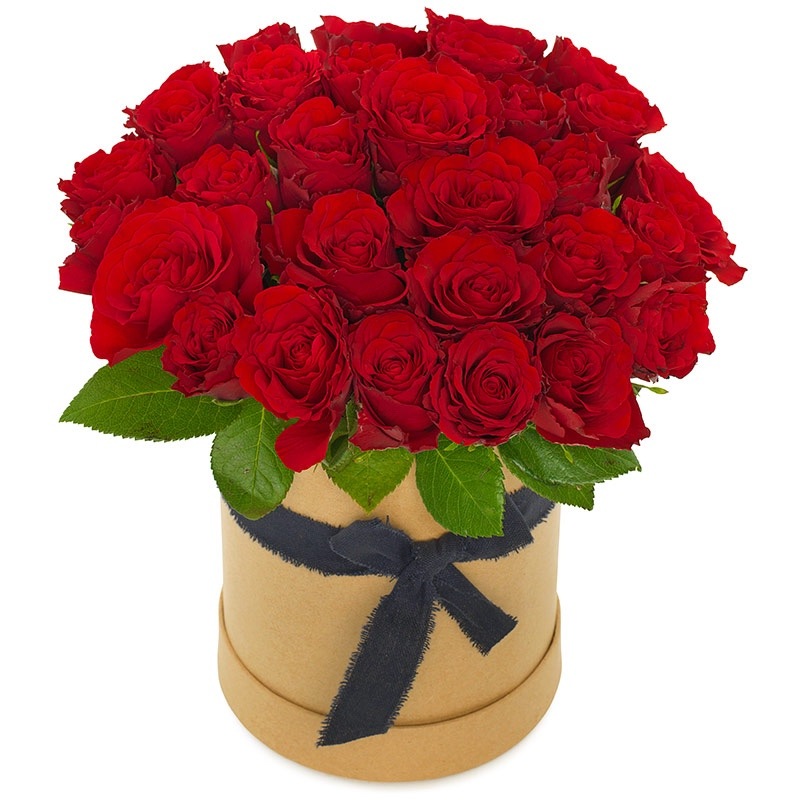 31 trandafiri rosii in cutie natur: Te iubesc