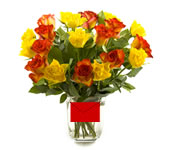 21 de trandafiri in nuante de galben: Flori in vaza